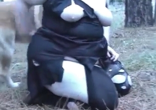 Hardcore fuck with a dog outdoors