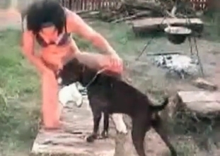 Unstoppable puppy is tasting her vagina